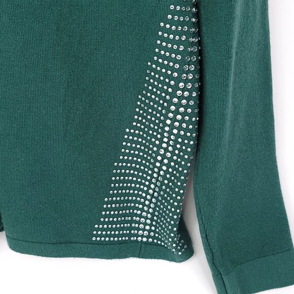 Liv Milano Sweater Womens Medium Rhinestone V Neck Pullover Stretch Top Soft - Picture 5 of 9
